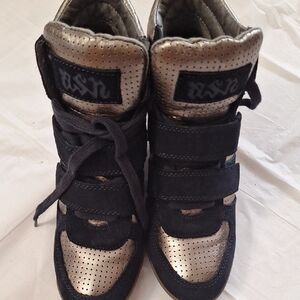 Ash Black and Gold Ankle Boots